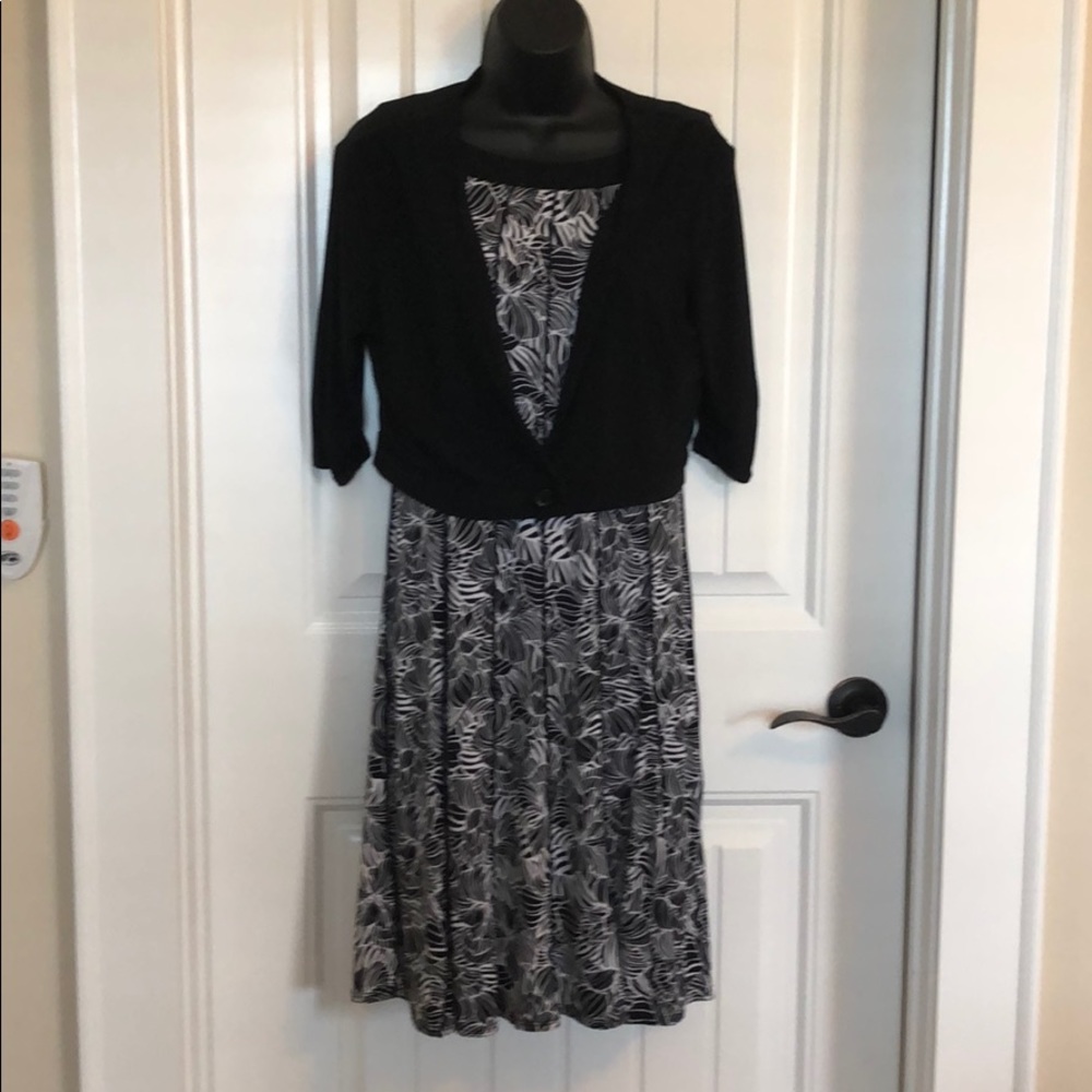 Black and white petite dress with black cover
